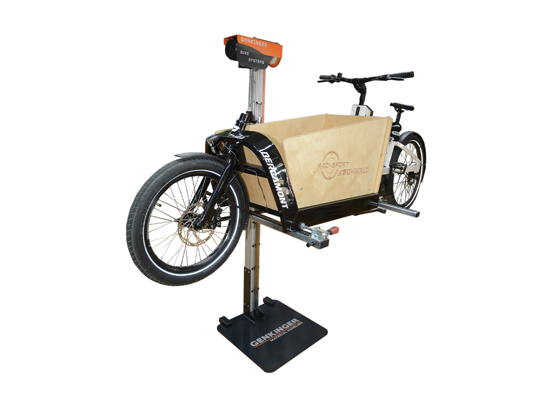 Bike Lifter Typ A mit Lastenrad für Wartungsarbeiten